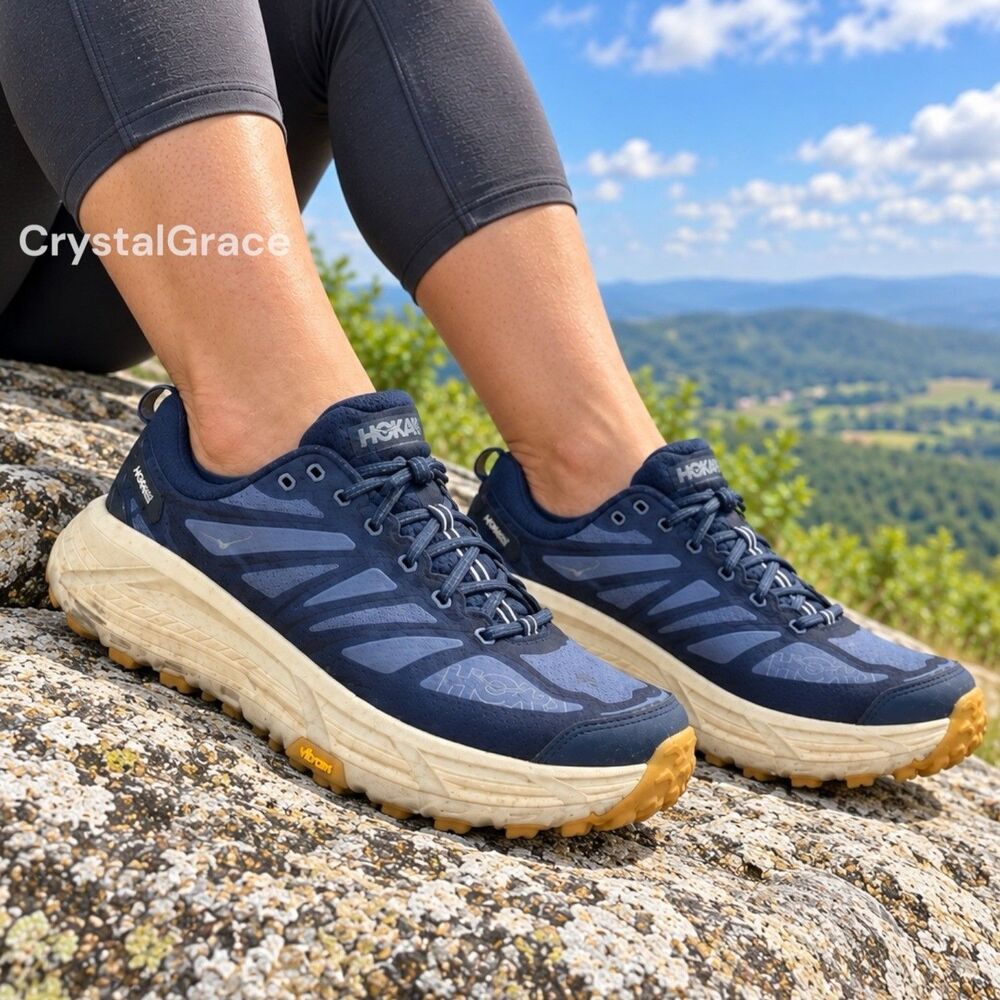 HOKA Mafate Speed 2 Trail Running Shoes Womens 10.5 Blue Vibram Hiking Gorpcore
